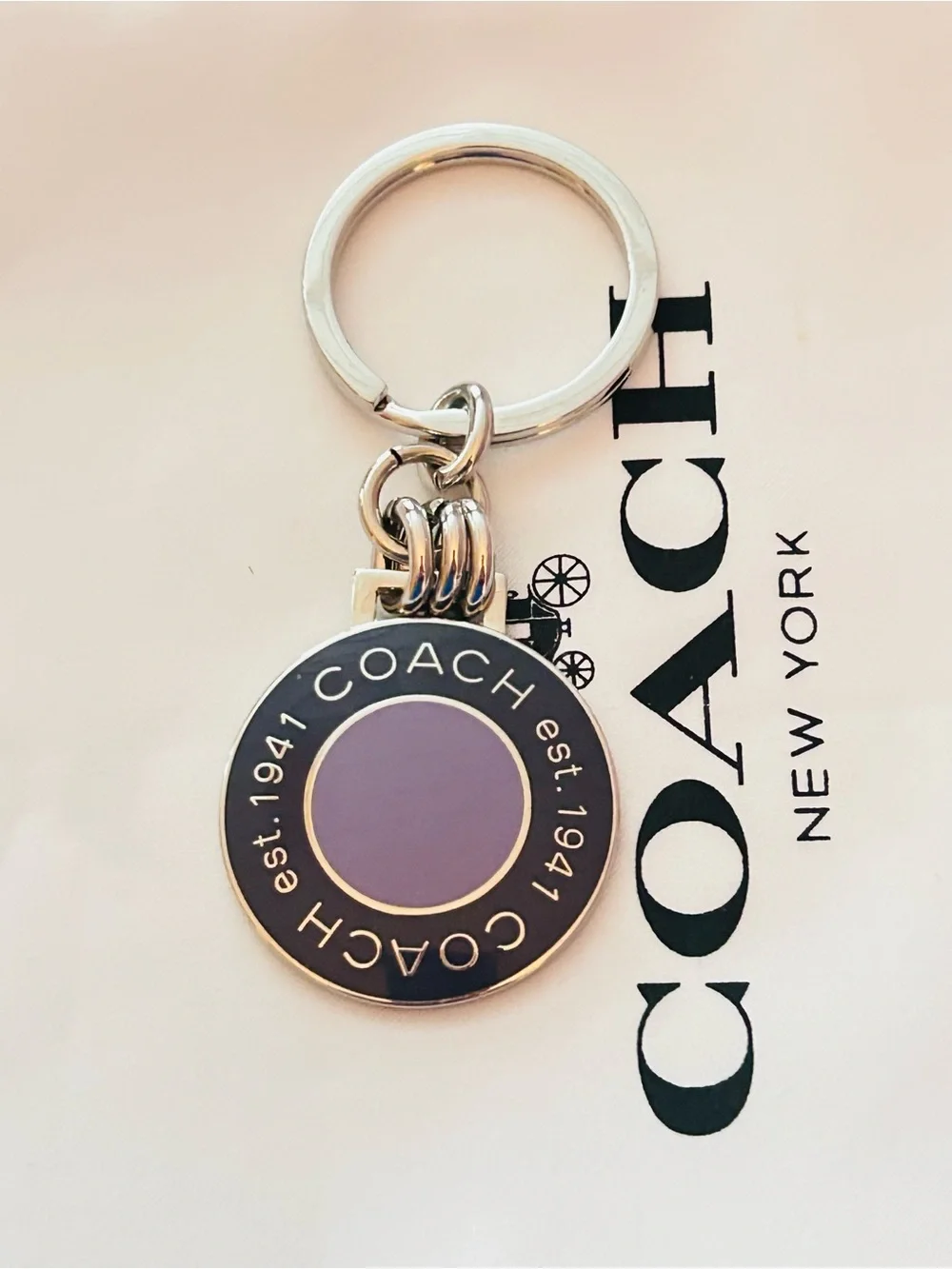 RARE Coach Y2K Est. 1941 Purple & Navy Blue Enamel Keychain/ Bag charm